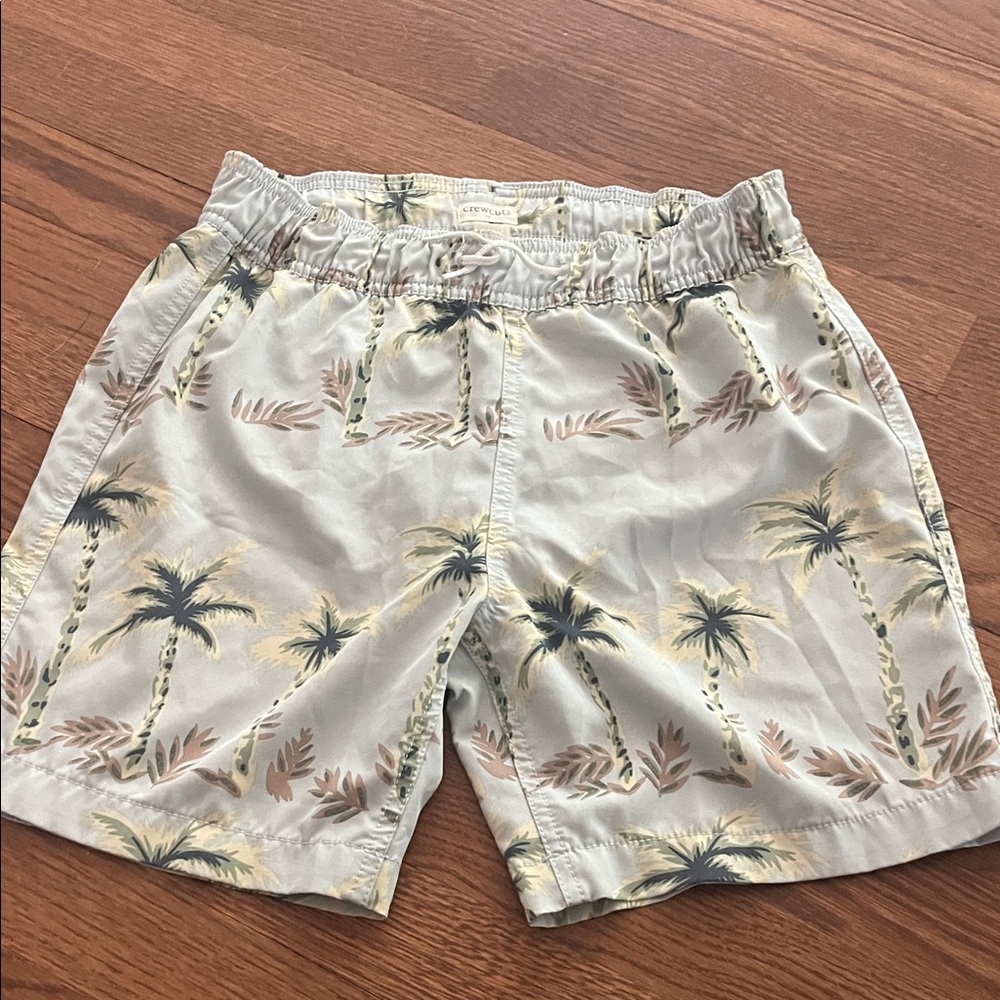 Crewcuts Pale Gray Palm-Print Athletic Shorts